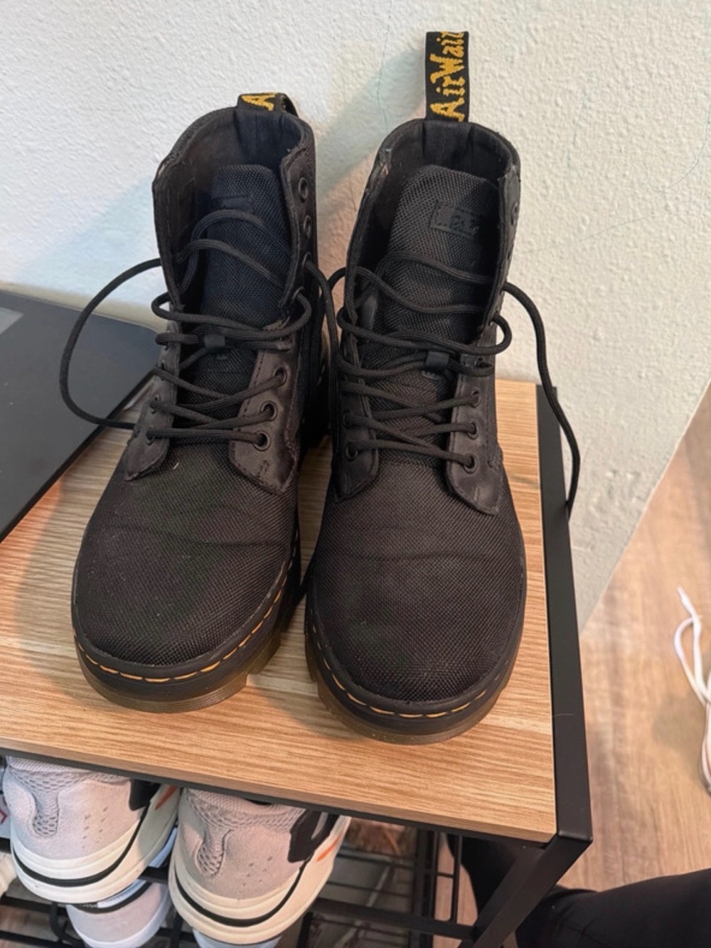 Woman's Black Canvas Lace-Up Boots - Brand: Dr. Martins